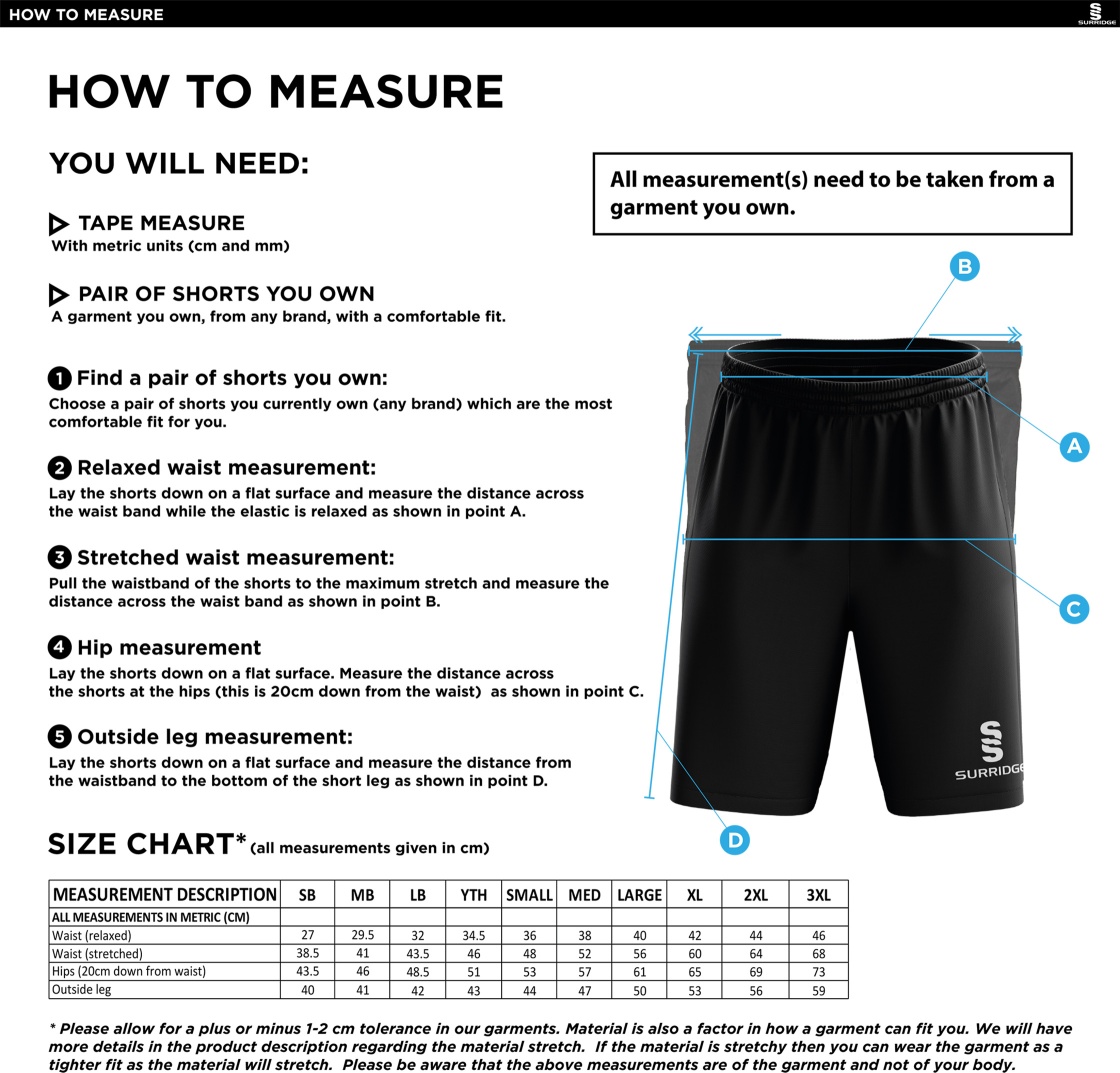 Byfleet CC Blade Shorts - Size Guide